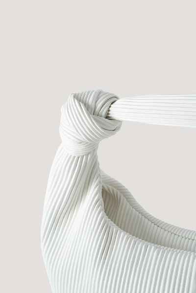 Shop Na-kd Striped Embossed Knot Hobo Bag - White In Optic White