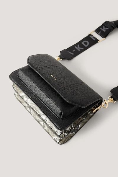 Shop Na-kd Snake Detailed Crossover Bag Black In Black/grey