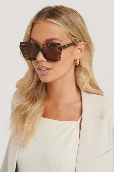 Shop Na-kd Oversize Retro Squared Edge Sunglasses - Brown In Tortois