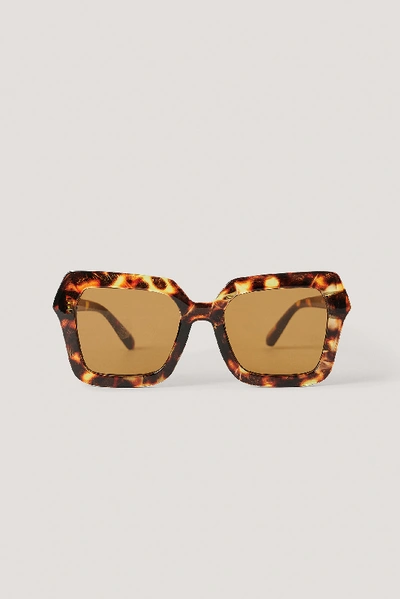 Shop Na-kd Oversize Retro Squared Edge Sunglasses - Brown In Tortois