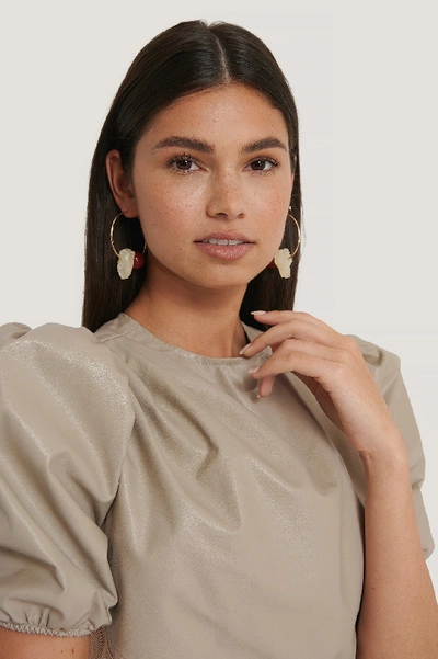 Shop Na-kd Stone Detailed Hoop Earrings - Gold In Gold/red