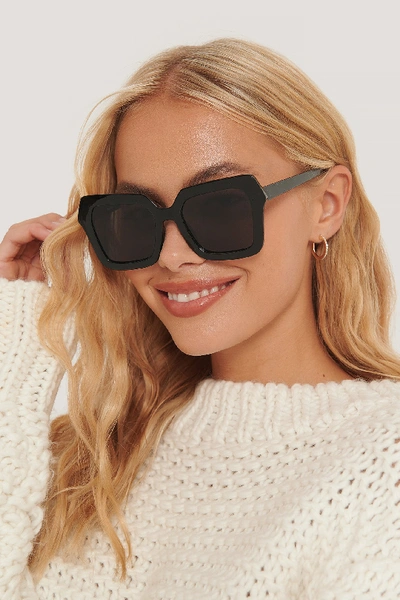 Shop Na-kd Oversize Retro Squared Edge Sunglasses - Black