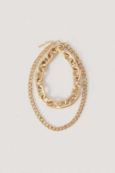 Shop Na-kd Double Pack Oversize Chain Necklaces - Gold