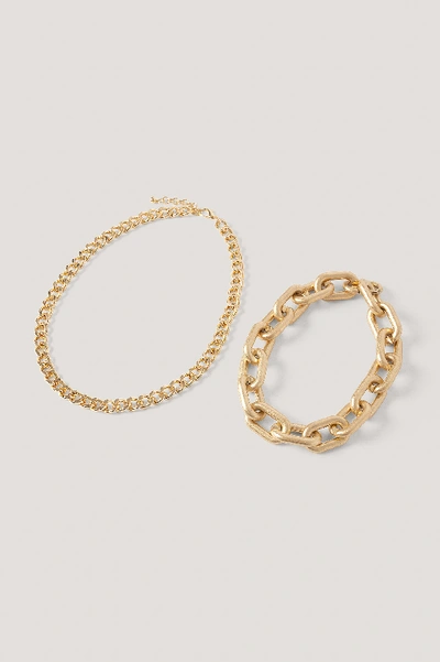 Shop Na-kd Double Pack Oversize Chain Necklaces - Gold