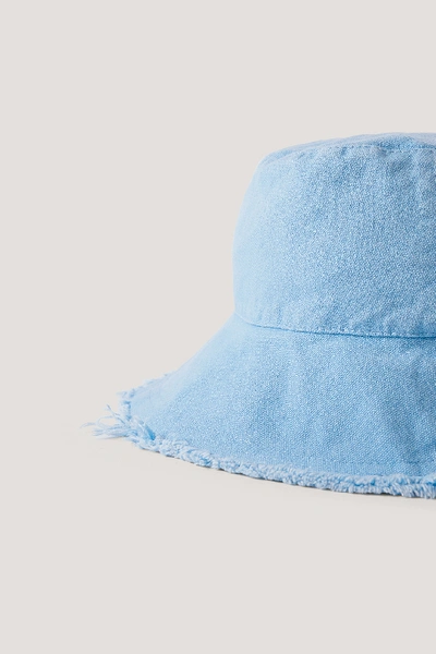 Shop Na-kd Raw Edge Bucket Hat - Blue In Baby Blue