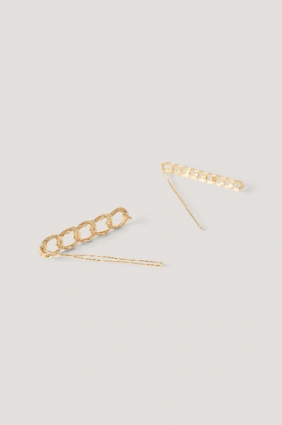 Shop Na-kd Double Pack Chain Hairclips - Gold