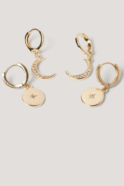 Shop Na-kd Mini Moon And Star Pendant Earrings - Gold
