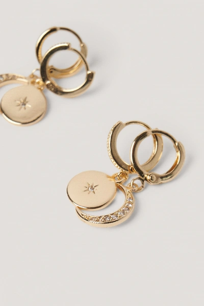 Shop Na-kd Mini Moon And Star Pendant Earrings - Gold