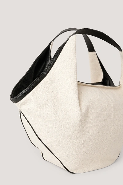 Shop Na-kd Canvas Contrast Shopper Bag - Offwhite In Black/white