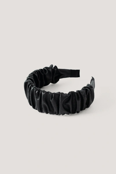 Shop Na-kd Ruffled Pu Hair Hoop - Black