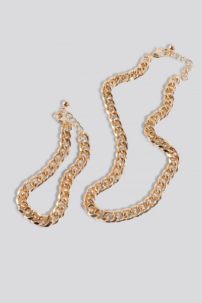 Shop Na-kd Chunky Chain Necklace And Bracelet - Gold