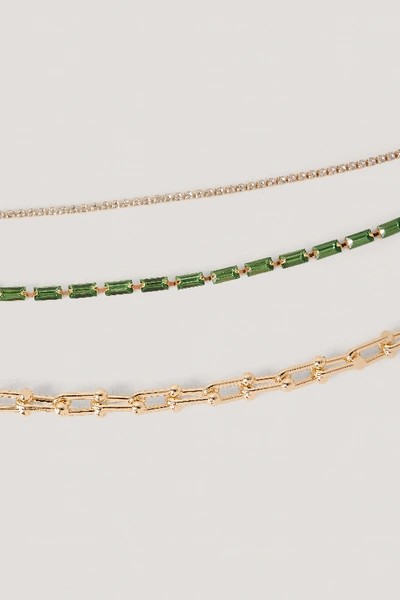 Shop Na-kd Colored Short Layered Necklaces - Gold In Gold/green
