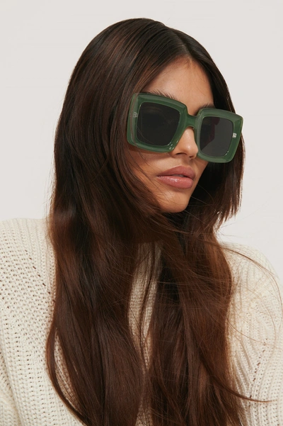 Shop Na-kd Big Retro Sunglasses - Green In Dark Green