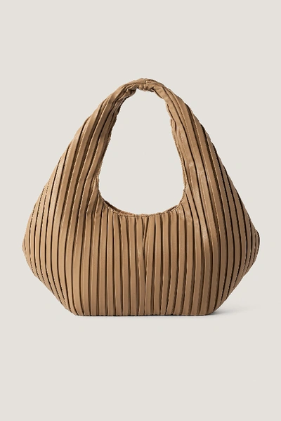 Shop Na-kd Striped Embossed Hobo Bag - Brown In Light Brown