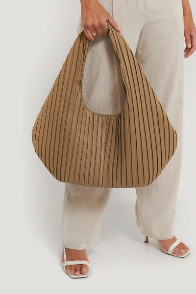 Shop Na-kd Striped Embossed Hobo Bag - Brown In Light Brown