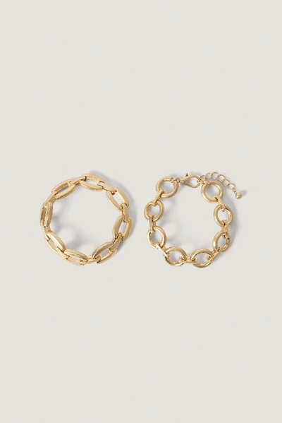 Shop Na-kd Double Pack Matte Chain Bracelets - Gold
