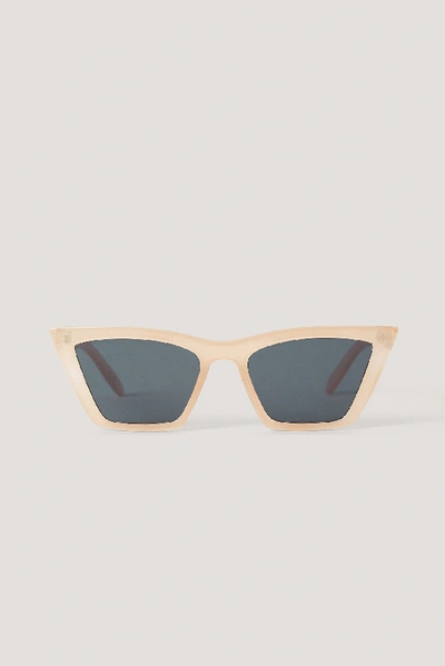 Shop Na-kd Pointy Edge Squared Cateye Sunglasses In Beige
