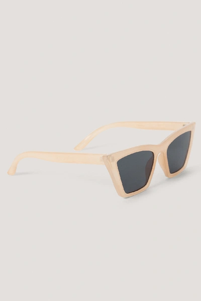 Shop Na-kd Pointy Edge Squared Cateye Sunglasses In Beige