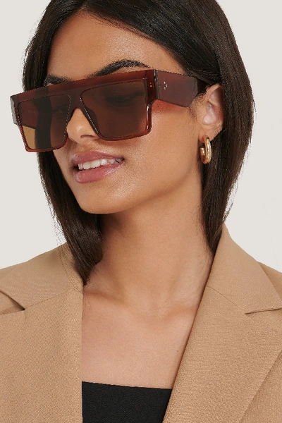 Shop Na-kd Oversize Wide Screen Sunglasses Brown