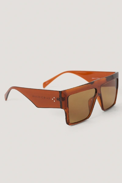 Shop Na-kd Oversize Wide Screen Sunglasses Brown