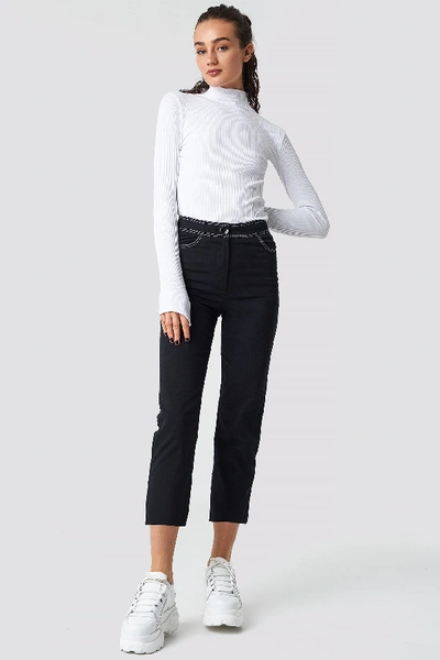 Shop Astrid Olsen X Na-kd Contrast Seam Cropped Trousers Black