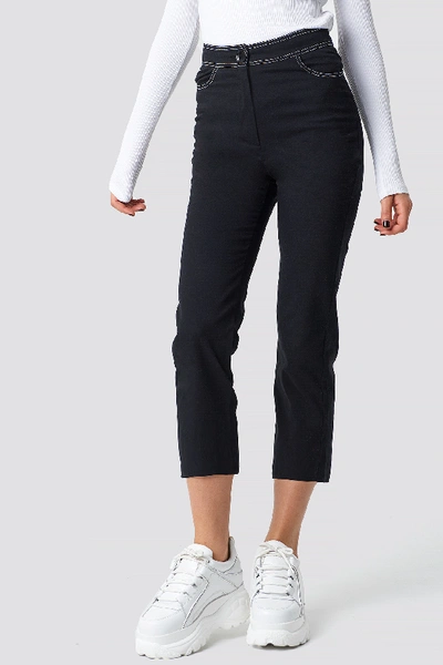 Shop Astrid Olsen X Na-kd Contrast Seam Cropped Trousers Black