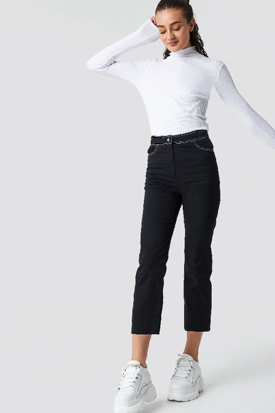 Shop Astrid Olsen X Na-kd Contrast Seam Cropped Pants Black