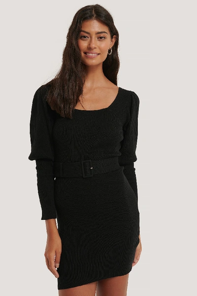 Shop Misslisibell X Na-kd Puff Sleeve Knitted Dress - Black