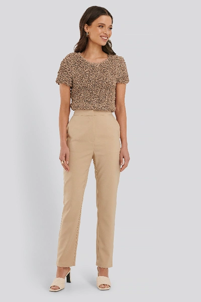 Shop Na-kd Shirred Cropped Top Brown In Nougat