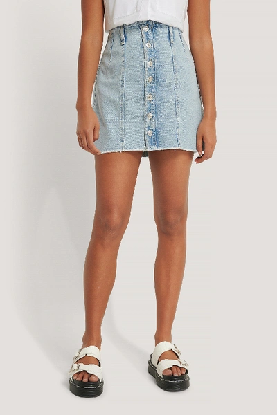 Shop Mango Button Skirt - Blue In Denim