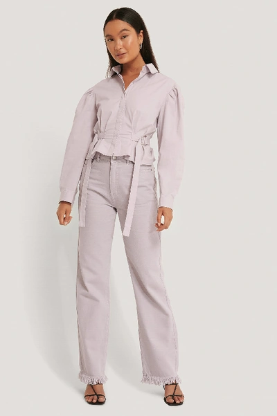 Shop Emma Ellingsen X Na-kd Marked Waist Oversized Shirt - Purple In Dusty Lilac