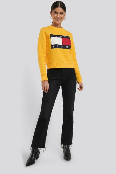 Shop Tommy Jeans Tommy Flag Crew Yellow