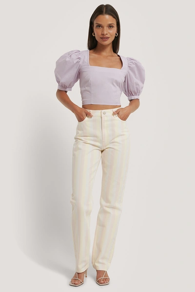 Shop Kae Sutherland X Na-kd Square Neck Puff Sleeve Top Purple In Lilac