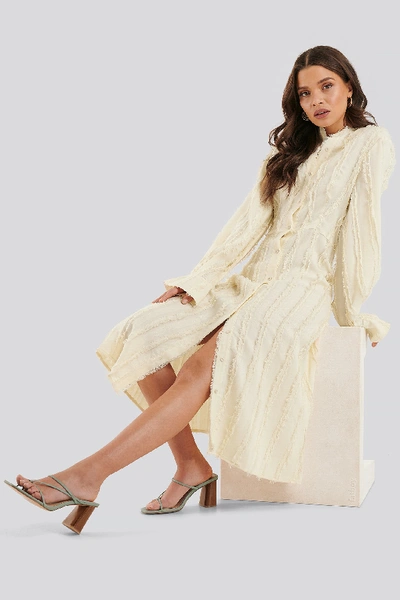 Shop Na-kd Raw Edge Detail Dress - Offwhite In Cream