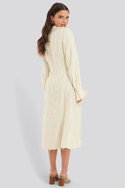 Shop Na-kd Raw Edge Detail Dress - Offwhite In Cream