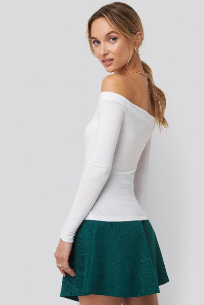 Shop Pamela X Na-kd Recycled Long Sleeve Bardot Top In White