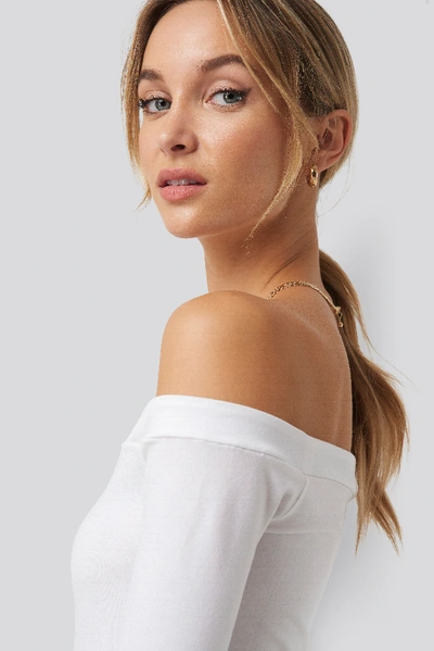 Shop Pamela X Na-kd Recycled Long Sleeve Bardot Top In White