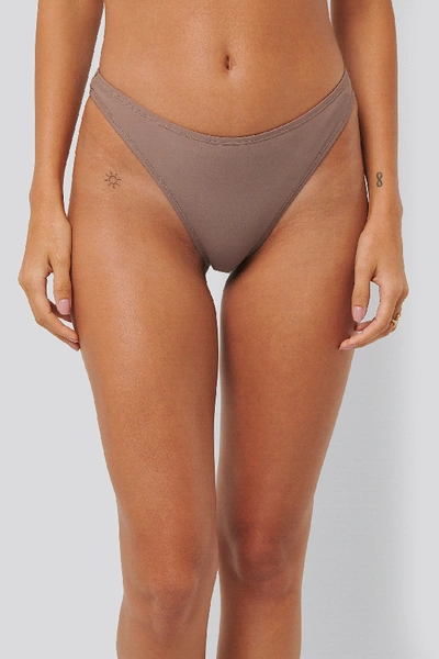 Shop Na-kd High Cut Bikini Panty Beige In Taupe
