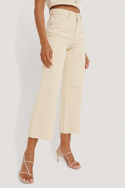 Shop Na-kd Wide Leg Beige Denim - Beige