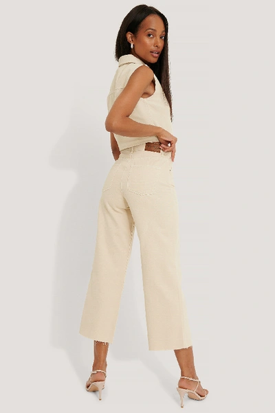 Shop Na-kd Wide Leg Beige Denim - Beige