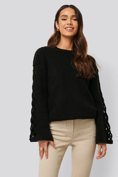 Shop Anika Teller X Na-kd Sleeve Detail Roundneck Knit - Black