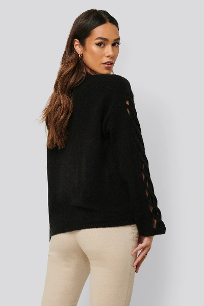 Shop Anika Teller X Na-kd Sleeve Detail Roundneck Knit - Black