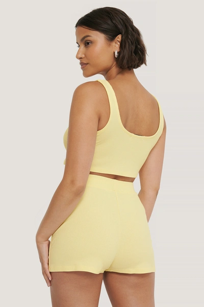 Shop Na-kd Ribbed Lounge Cropped Top - Yellow