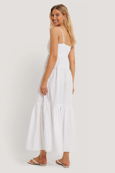 Shop Na-kd Strap Buttoned Cotton Dress White