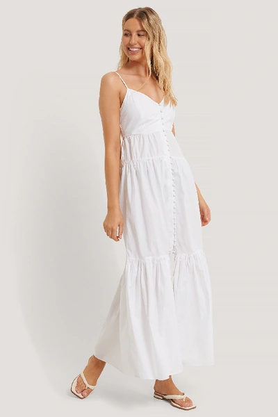 Shop Na-kd Strap Buttoned Cotton Dress White