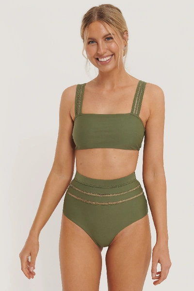 Shop Na-kd White Lines Maxi Highwaist Panty Green In Burnt Olive