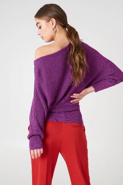 Shop Na-kd Off Shoulder Knitted Sweater Purple