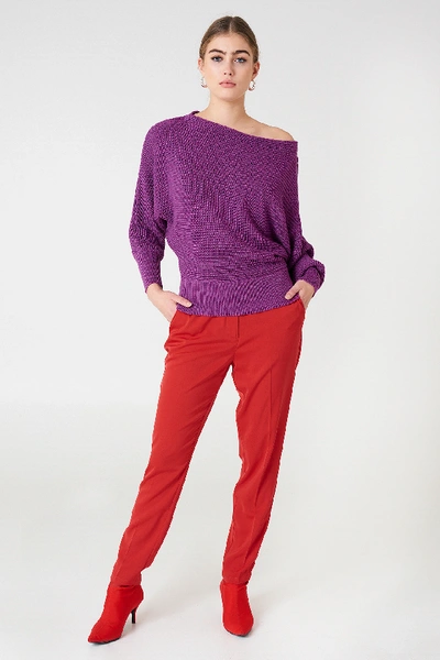Shop Na-kd Off Shoulder Knitted Sweater Purple