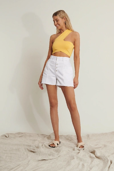 Shop Anika Teller X Na-kd Wrapped Crop Top Yellow