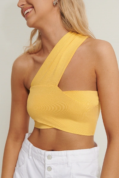 Shop Anika Teller X Na-kd Wrapped Crop Top Yellow